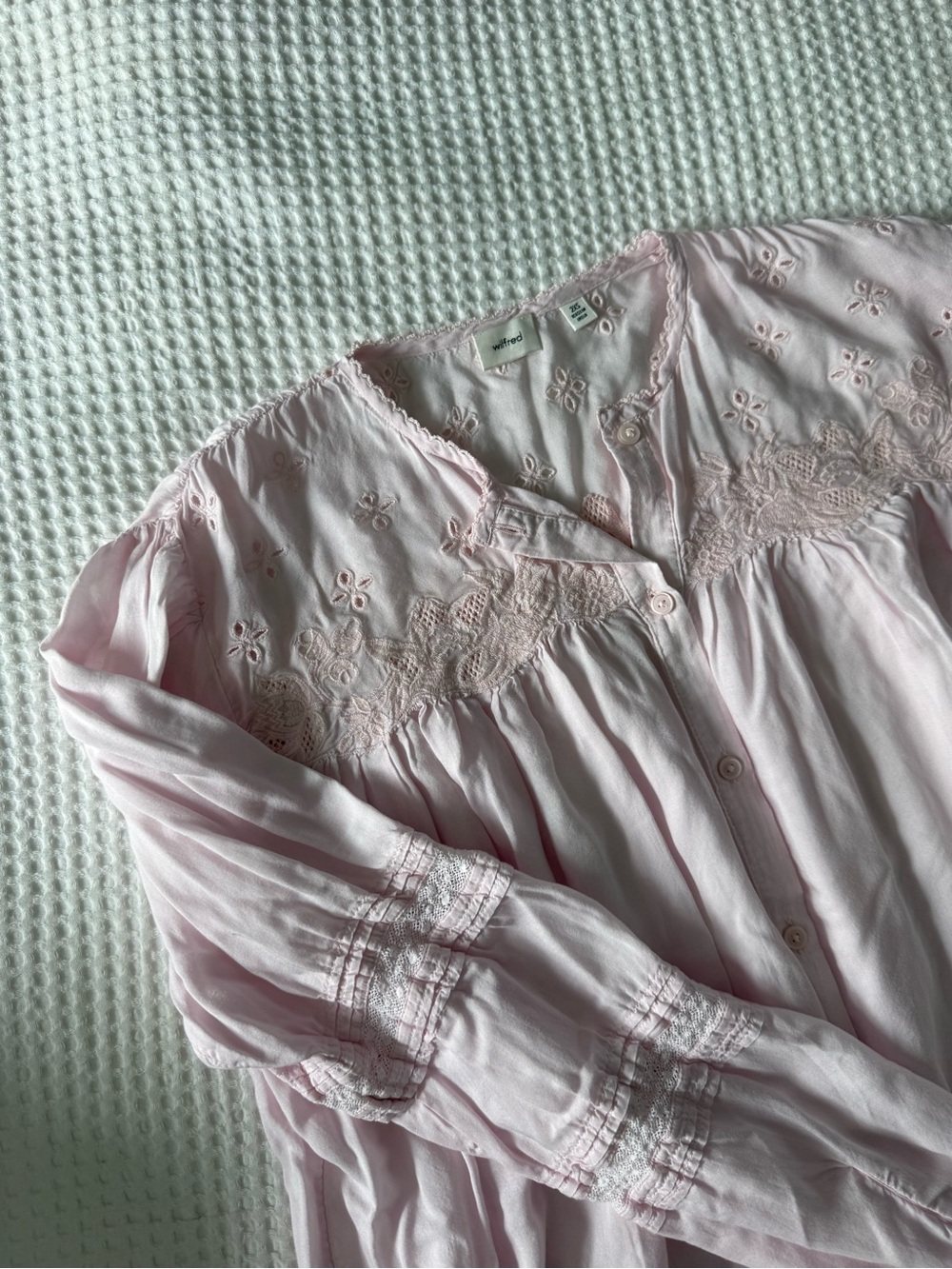 Wilfred Pale Pink Embroidered Cotton Blouse